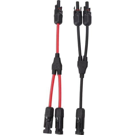 MC4 Y-stik 1 til 2, 1000V 30A IP67, Vandtæt Rødt/Sort PV-kabel til solcellepaneler, pakke med 2