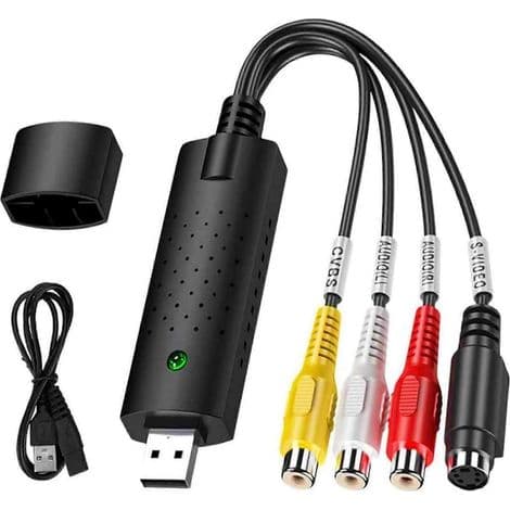 USB lyd- og videokonverterer, VHS til digital konverterer, videoopptakskort digitaliserer fra analog video VCR VHS DVD, for Windows 7 8 10