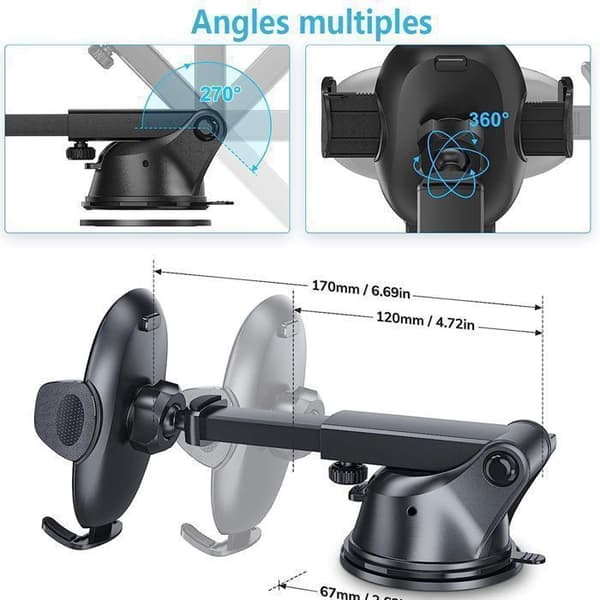 Biltelefonholder, 3 i 1 Universal Biltelefonholder Instrumentbrætmontering 360° Rotation til Smartphones iPhones