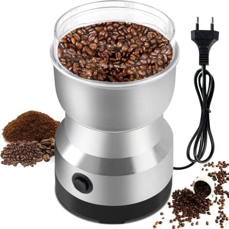 Ulisem 300 ml elektrisk kaffekværn, multifunktionel kværn, frøkværn med fire knive i rustfrit stål til fin og effektiv kværning, til Gri