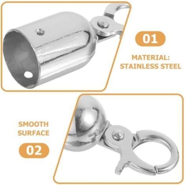 Repändar med karbinhake - PZCC - 7,6 x 2,8 cm - Rostfritt stål - 2-pack - Silver