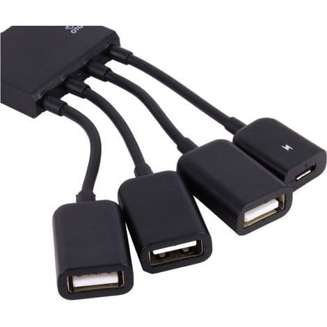 4-ports Micro USB OTG Hub Adapter til Android Tablets og Smartphones – Kompakt Kabel med Forstærket Stik