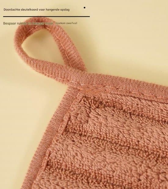 5-pak hængende håndklæder - 30x30cm koralfleece - Bløde/absorberende - Med ringe - Brun