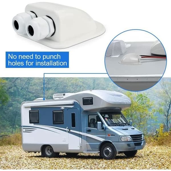 Takgjennomføring - ABS - Pakke med 2 - UV-bestandig - Vanntett - For bobiler og solcellepaneler