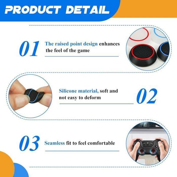 Ersättningsspetsar i silikon för joystick, 12-pack, för PS5/PS4, PS5 joystickskydd, kompatibla med PS5/4/Xbox One.