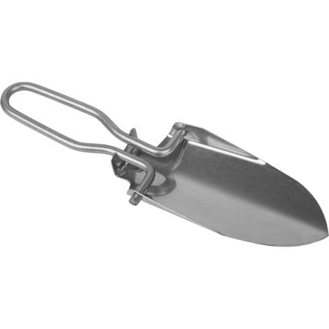 Sølv Mini Skovl med Rustfrit Stål Etui - Længde 14 cm (foldet) 22,7 cm (udfoldet) - Bredde 5,3 cm
