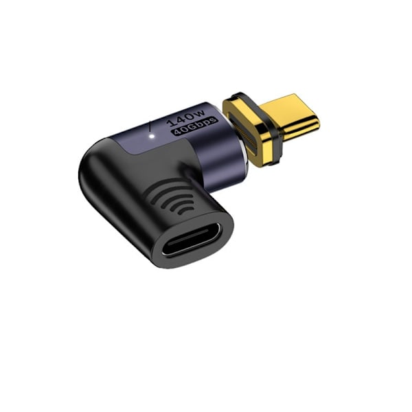 140W magnetisk sidovinklad USB-C hona till USB-C hane-adapter - Stöder 40 Gbps data och 8K video