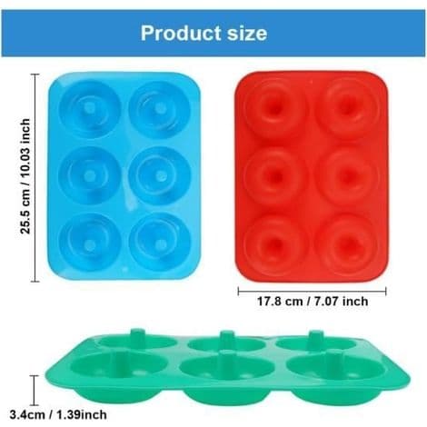 3-delt silikone doughnutform sæt, silikone doughnutforme, 6 non-stick hulrum, silikone doughnutform