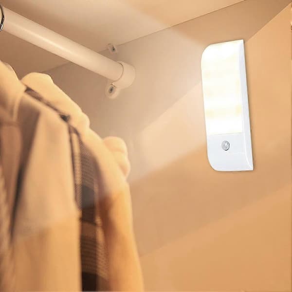 stk bevegelsessensor nattlys 12 LED USB oppladbart veggskap babyrom Hvit