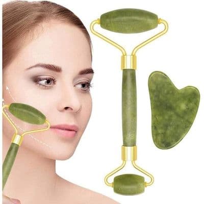 Pcs Jade Roller -hierontasetit Jade Roller ja Gua Sha Jade Roller Kasvohieronta Luonnollinen Jade Kasvorulla [u10368]