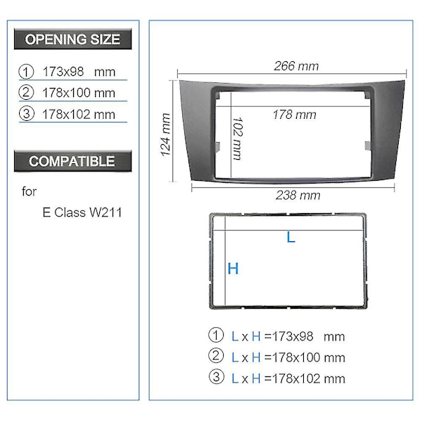 7 tommer 2din Kontrolpanel Radio Stereo Panel Til E Klasse W211 C219 2002-2010 Dvd Panel Audio Ramme