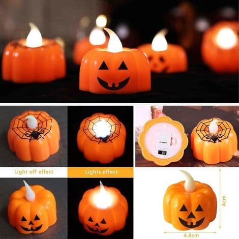 Batteridrevne gresskar-lykter, 12 Halloween gresskar-lykter, hvit glitrende Halloween-dekorasjon.