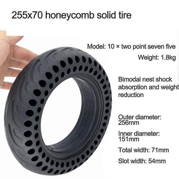 10x2.75 Solid Dekk Kompatibel Kugoo G-booster G2 Pro Elektrisk Sparkesykkel Dekk