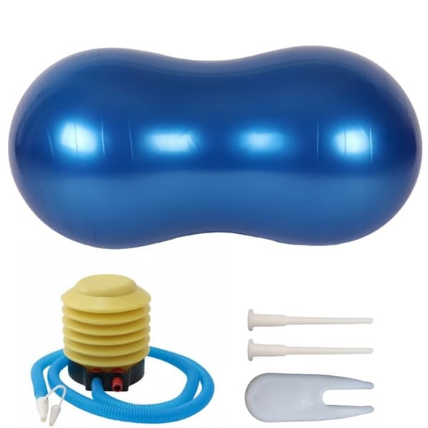 Træningsbold/Pilatesbold (med luftpumpe) – Jordnøddeformet – Blå – Massagebold/Yogabold