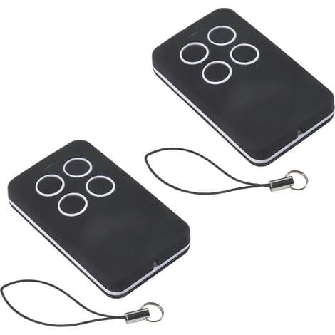 Sæt med 2 universelle multifrekvens fjernbetjeninger til garageport (280-868 MHz), kompatibel med alle faste koder og nogle dele af rullende koder.