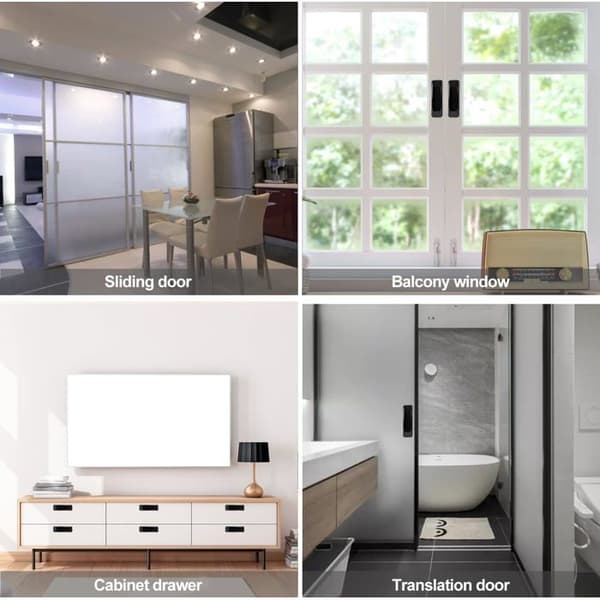 Skyvedørshåndtak - Moderne design - Selvklebende - Sett med 6 - Svart