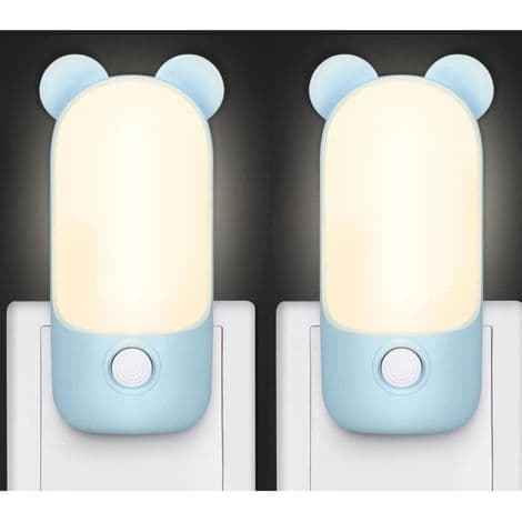 Sett med 2 plug-in nattlys, nattlys for barn med 2 moduser, LED nattlys for amming og soveromsdekorasjon