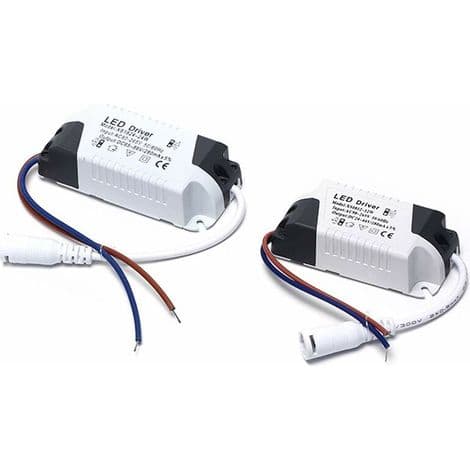 2x LED-driver, 8-12W transformator for LED-taklampe, LED-panelstrømforsyning, DC-kontakt for LED-taklampe (8-12W)