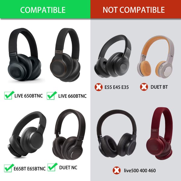 Ørepuder til JBL E65BTNC/ Duet NC/Live 650 BTNC/Live 660 BTNC Sort