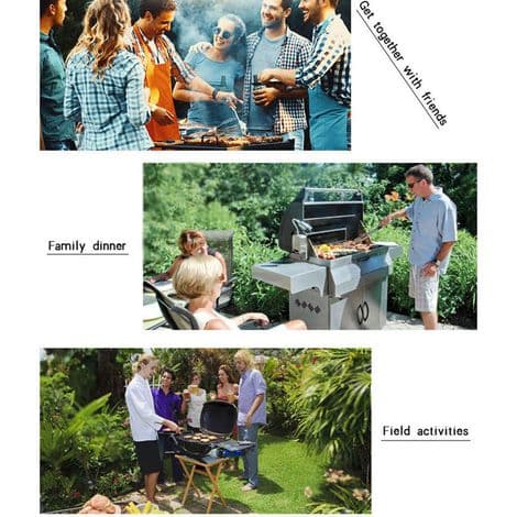 5-delt sett med termometer, grillredskapssett, bæreveske i rustfritt stål, grilltilbehør, camping