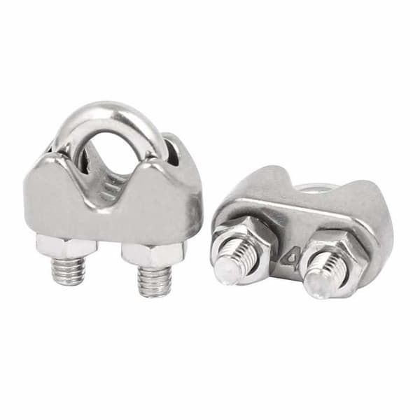 M4 Wire Rope Clips, U-Bolt rustfrie stålkabelklemmer, 4 mm diameter, pakke med 12