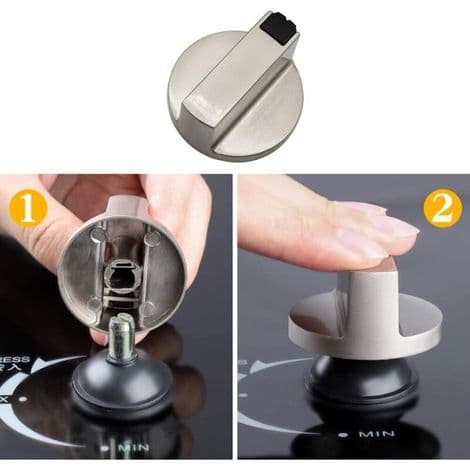 Sæt med 4 metalkontrolknapper – Ridsefast zinklegering – 6 mm akseldiameter – Til gaskomfurer og ovne