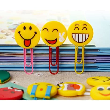 10 søde emoji-bogmærker, sjove papirclips-bogmærker, originale emojis