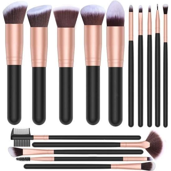 Makeupbørstesæt - Professionelt sæt - Foundationbørster - Makeup taske - Overkommelig