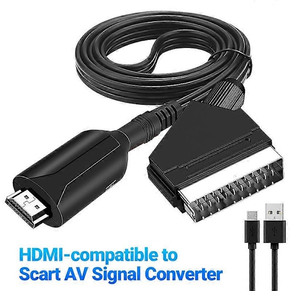 Video Ljud Adapter Mini Högupplöst HDMI-kompatibel till Scart AV Signalomvandlare med USB-kabel för DVD-spelare
