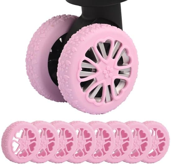 stykker silikone hjulovertræk til bagage, hjerteformet kirsebærblomst, diameter 5 cm, ridse- og stødsikker - Pink