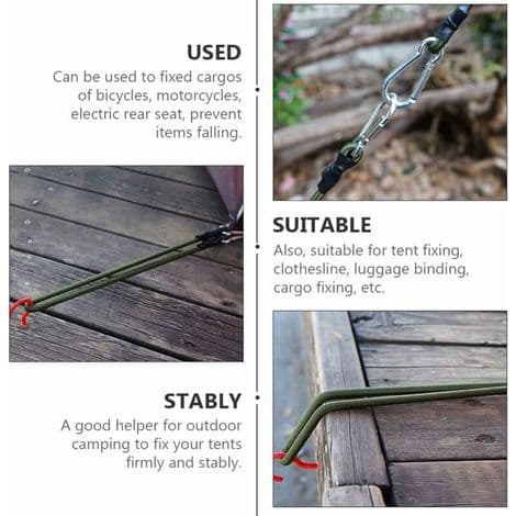 Sett med 4 kraftige 30 cm strikk for camping, bagasje og reise
