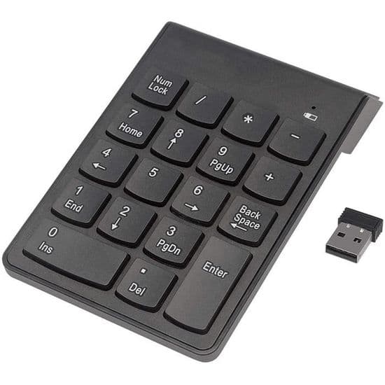 Trådlöst numeriskt minitangentbord med 18 tangenter, USB 2.0 4GHz, för bärbara datorer, kompatibelt med Windows, Mac och Linux.