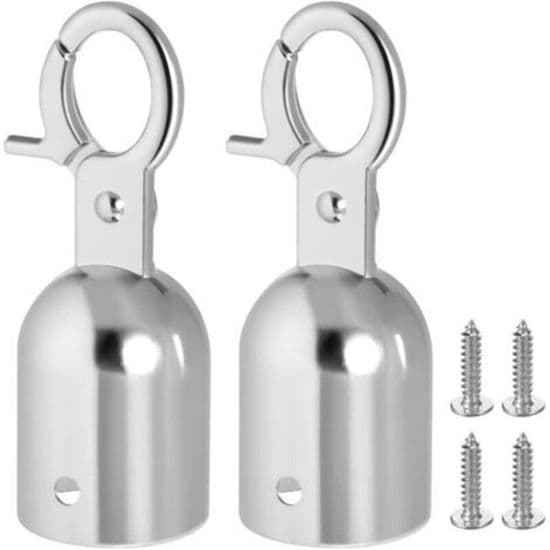 Repändar med karbinhake - PZCC - 7,6 x 2,8 cm - Rostfritt stål - 2-pack - Silver