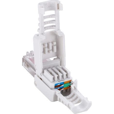 2-delt værktøjsfri RJ45-stik, UTP-netværksstik, til CAT5/5E og CAT6/6A solid core strandet Ethernet-kabel