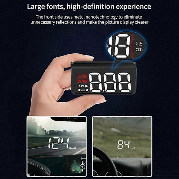 M3 HUD Head-Up Display OBD2 Modell Bil-Styling Överhastighetsvarning Vindruteprojektor Alarmsystem Universal Auto