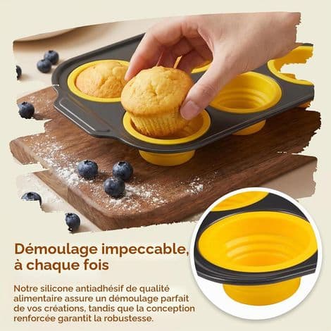 2-delad silikonmuffinsform, 6-håls silikonmuffinsform