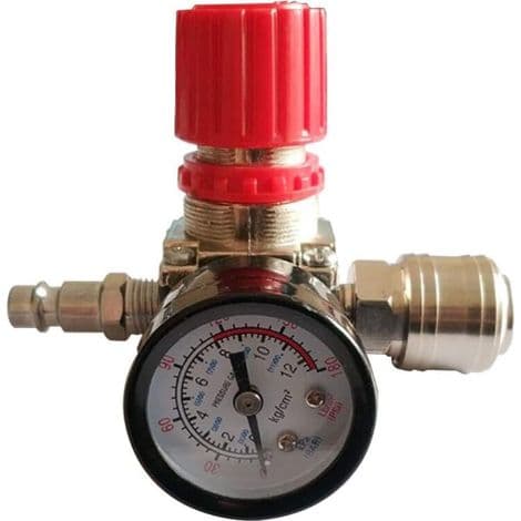 Ulisem 1/4\" luftkompressor trykregulator pneumatisk trykregulator, trykreguleringsventil med fitting 180psi 12bar (trevejsventil)