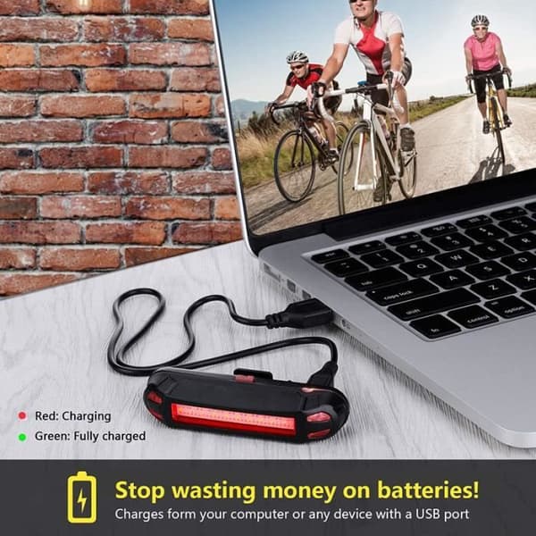 LED-lys til cykler og el-løbehjul - Rød - USB genopladelig - Høj synlighed