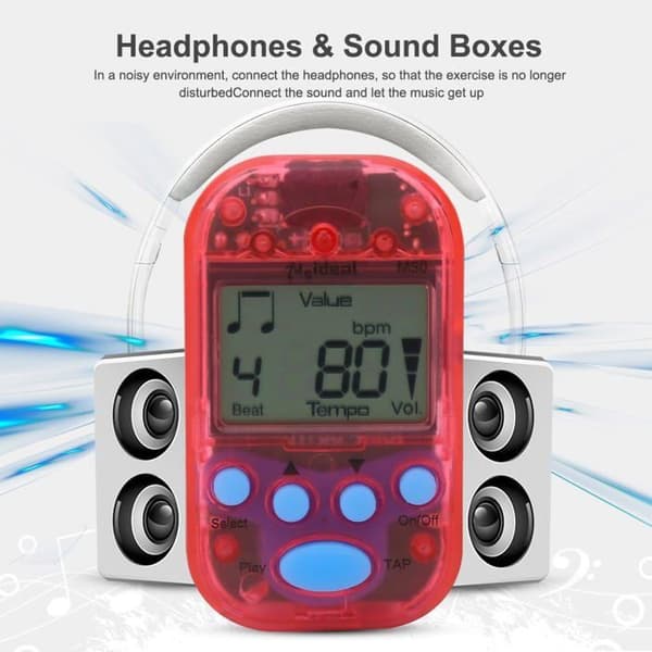 Minimetronom, M50 LCD Digital Beat Tempo för piano, fiol, gitarr, trummor (röd)