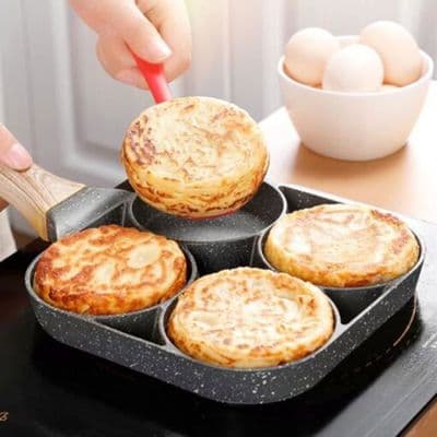 Hamburgerpanna - JOULLI - 4 hål - Non-stick - Aluminiumlegering - Lämplig för alla hällar