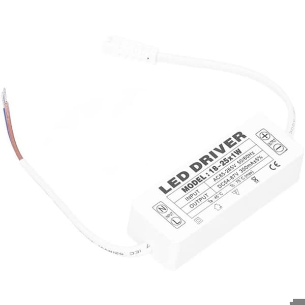 LED-driver, LED-strømdriver 18-25X1W Output 54-87VDC 300mA Input AC85-265V Lydløs til stue til hjemmet