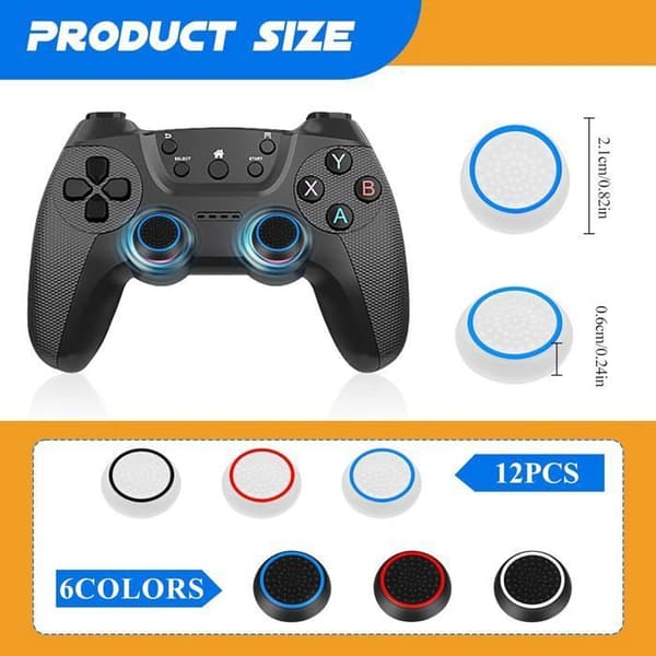 Ersättningsspetsar i silikon för joystick, 12-pack, för PS5/PS4, PS5 joystickskydd, kompatibla med PS5/4/Xbox One.