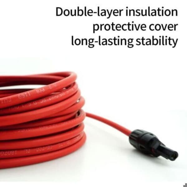 Solcelleforlængerkabel med MC4-stik, rød + sort par, 10AWG, 3 meter / 10 fod