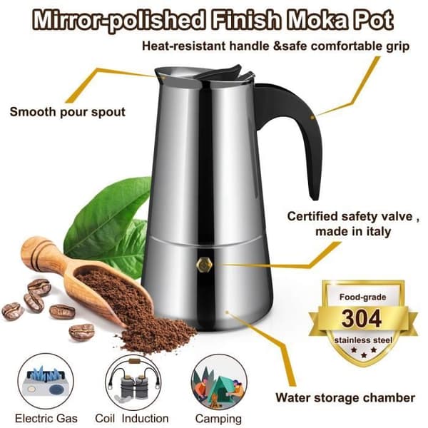 Italiensk kaffemaskine - Service - 300 ml - Rustfrit stål - Til voksne