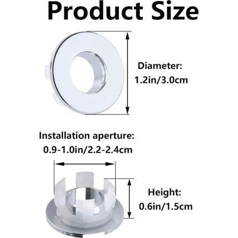 4 Stykker 22-24 mm Vask Overløbsringe til Badeværelsesvask Badekar - ANDET