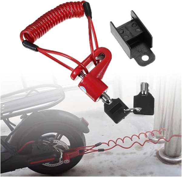Sort & Rød 120x80x30mm Tyverisikring Stål Skivebremselås til Motorcykler