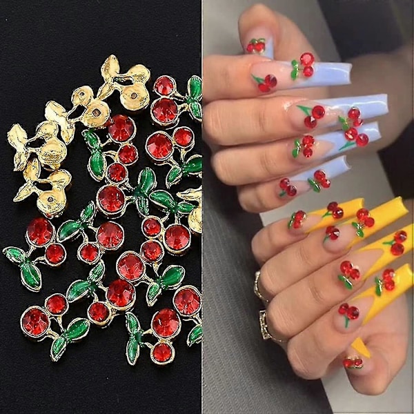 42 st Lyxiga Körsbärsberlocker i Legering för Nagelkonst 3D Nagelkonstberlocker Körsbär Nagelkonsttillbehör Strass Naglar Nageldekorationer Nagelkonst Nagel D