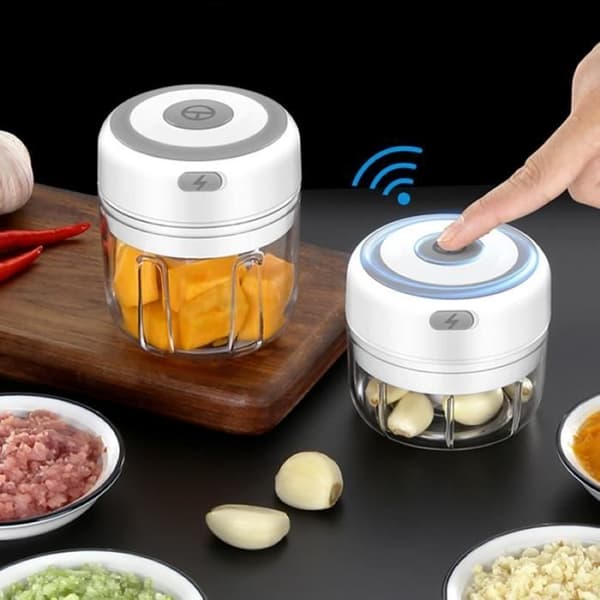 Robust mini elektrisk hackare med USB-laddare, enhet för att hacka, puréa, krossa vitlök, 100ML Vit