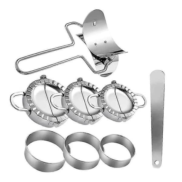 Dumplings Maker 8 stk, Pressformsett og kutter for Wonton, Gyoza Skin Tools