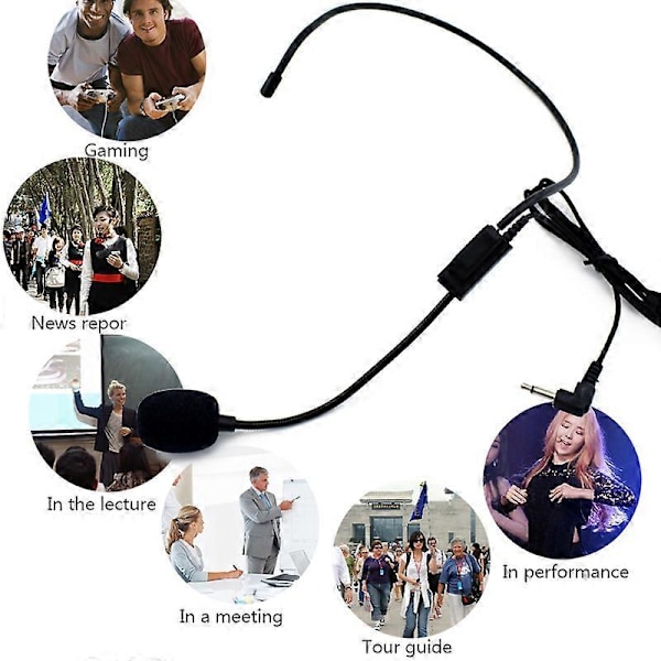 Professionellt 3,5 mm trådbundet mikrofonheadset Studiohögtalare Röstförstärkare Klar Ljudmikrofon För Konferensguide Tal Lärare